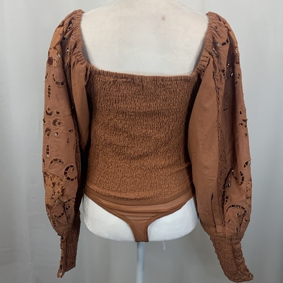 Free People Intimately Regina Brown Eyelet Bodysuit- NWOT - Picture 12 of 17